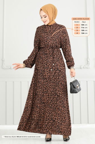 moda selvim Dress 803OZN1046 Brown - Thumbnail