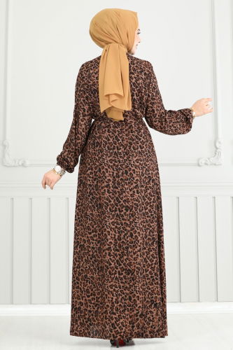 moda selvim Dress 803OZN1046 Brown - Thumbnail