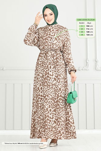 moda selvim Dress 803OZN1046 Light Brown - Thumbnail