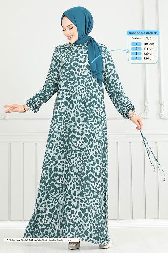 moda selvim Dress 803OZN1046 Petroleum - Thumbnail