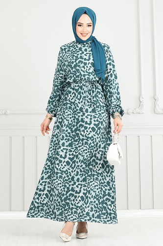 moda selvim الفستان بترولي 803OZN1046 - Thumbnail