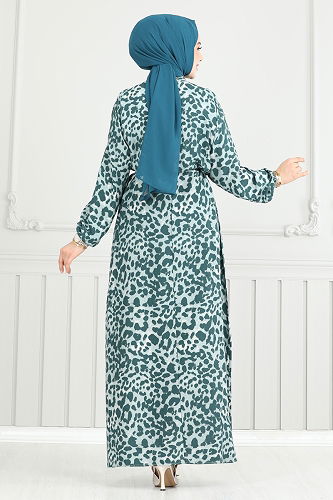 moda selvim الفستان بترولي 803OZN1046 - Thumbnail