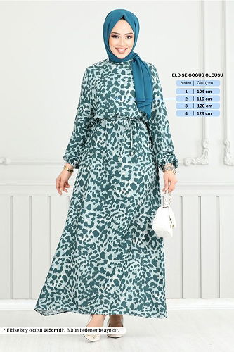 moda selvim Dress 803OZR1047-M Petroleum - Thumbnail