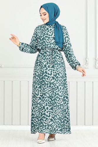 moda selvim الفستان بترولي 803OZR1047-M - Thumbnail