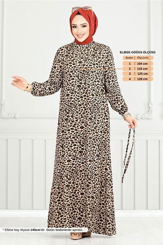 moda selvim الفستان بيج 803OZR1047-M - Thumbnail