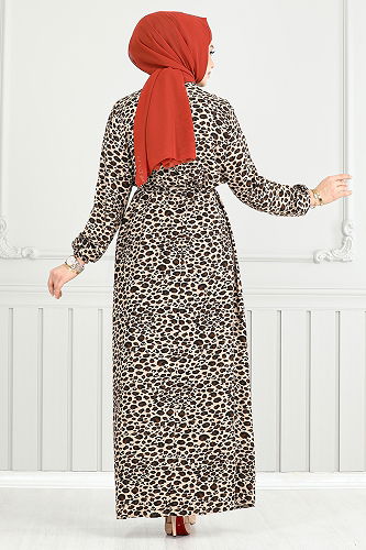 moda selvim الفستان بيج 803OZR1047-M - Thumbnail