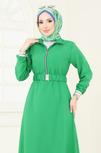 moda selvim Dress 804OZN1046 Benetton Green - Thumbnail