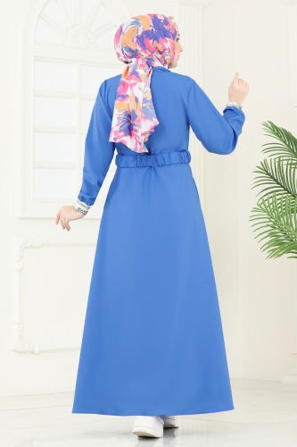 moda selvim Dress 804OZN1046 Blue - Thumbnail