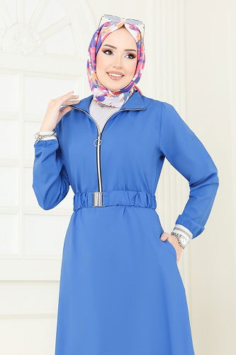 moda selvim الفستان أزرق 804OZN1046 - Thumbnail