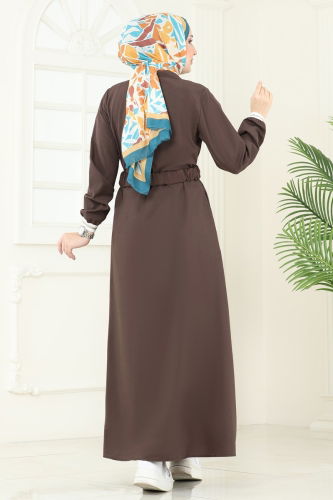 moda selvim Dress 804OZN1046 Brown - Thumbnail