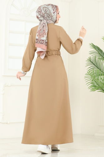 moda selvim Dress 804OZN1046 Latte - Thumbnail