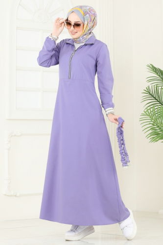 moda selvim Dress 804OZN1046 Lilac - Thumbnail