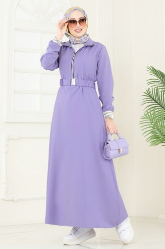 moda selvim Dress 804OZN1046 Lilac - Thumbnail