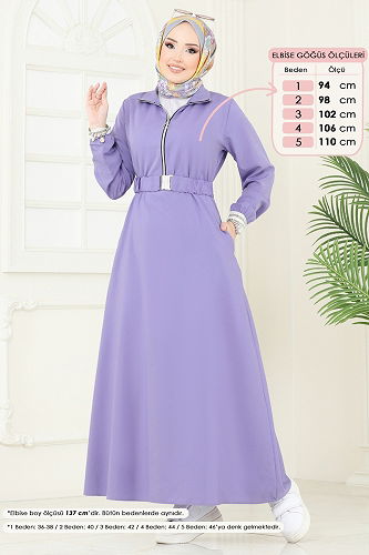 moda selvim الفستان ليلكي 804OZN1046 - Thumbnail