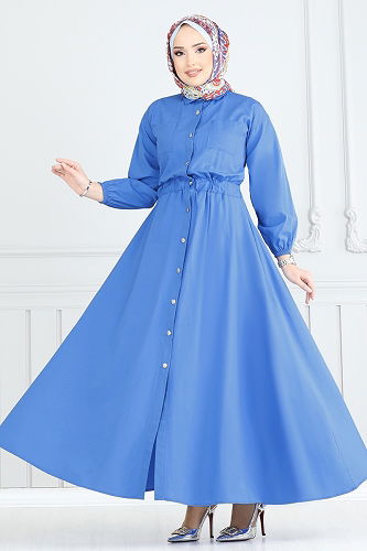 moda selvim الفستان أزرق 805OZN1046 - Thumbnail