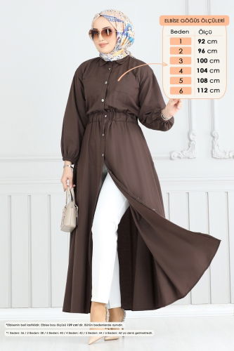 moda selvim Dress 805OZN1046 Brown - Thumbnail