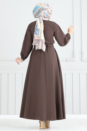 moda selvim Dress 805OZN1046 Brown - Thumbnail