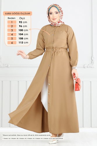 moda selvim Dress 805OZN1046 Latte - Thumbnail
