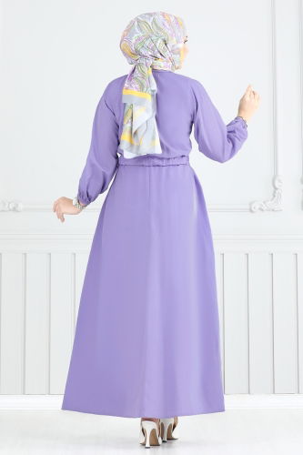 moda selvim Dress 805OZN1046 Lilac - Thumbnail