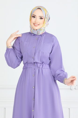 moda selvim الفستان ليلكي 805OZN1046 - Thumbnail