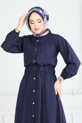 moda selvim Dress 805OZN1046 Navy Blue - Thumbnail