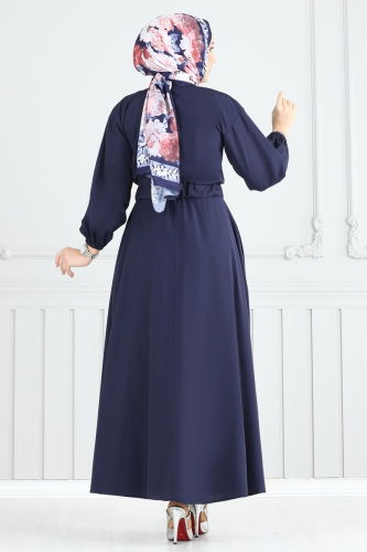 moda selvim Dress 805OZN1046 Navy Blue - Thumbnail