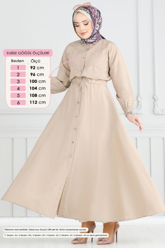 moda selvim الفستان بيج 805OZN1046 - Thumbnail