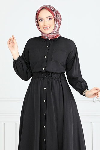 moda selvim Dress 805OZR1047-M Black - Thumbnail