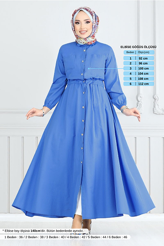 moda selvim Dress 805OZR1047-M Blue - Thumbnail