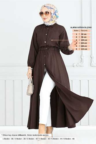 moda selvim Dress 805OZR1047-M Brown - Thumbnail