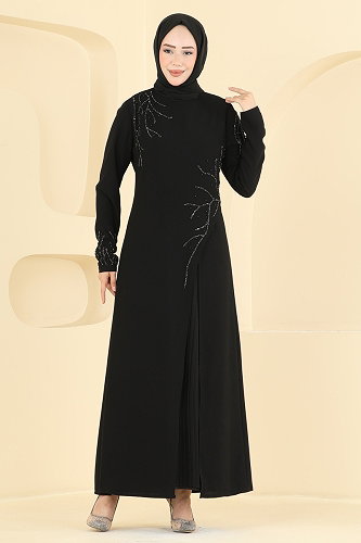 moda selvim Dress 8063AB368 Black - Thumbnail