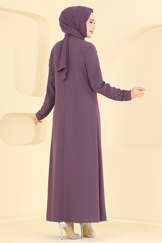moda selvim الفستان ليلكي غامق 8063AB368 - Thumbnail