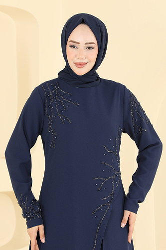 moda selvim الفستان كحلي 8063AB368 - Thumbnail