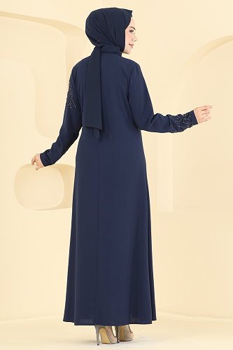 moda selvim الفستان كحلي 8063AB368 - Thumbnail