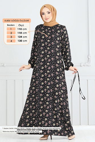 moda selvim الفستان أسود 807OZN1046 - Thumbnail