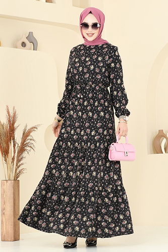 moda selvim الفستان أسود 810OZN1046 - Thumbnail