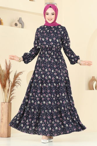 moda selvim الفستان كحلي 810OZN1046 - Thumbnail