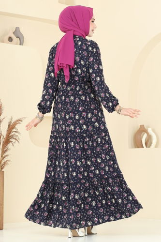 moda selvim الفستان كحلي 810OZN1046 - Thumbnail