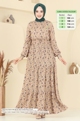 moda selvim الفستان بيج 810OZN1046 - Thumbnail