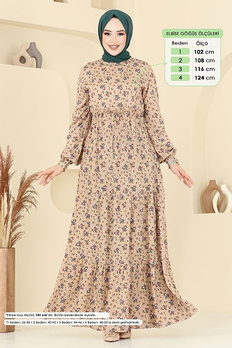 moda selvim الفستان بيج 810OZN1046 - Thumbnail