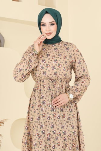 moda selvim الفستان بيج 810OZN1046 - Thumbnail