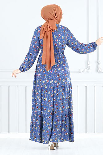 moda selvim الفستان ازرق 810OZR1047-M - Thumbnail