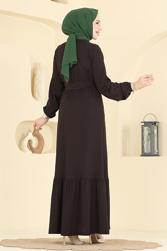 moda selvim Dress 810PM271 Brown - Thumbnail