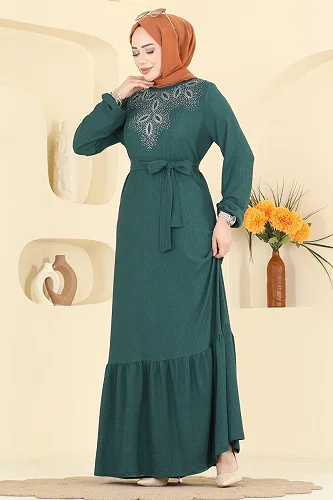 moda selvim الفستان بترولي 810PM271 - Thumbnail