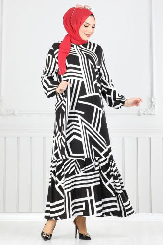 moda selvim الفستان أسود 811OZN1046 - Thumbnail