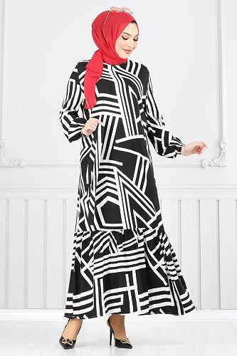 moda selvim الفستان أسود 811OZN1046 - Thumbnail