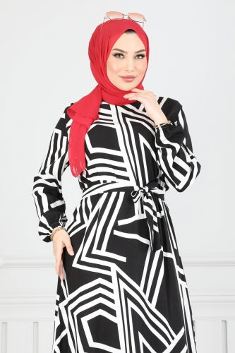 moda selvim الفستان أسود 811OZN1046 - Thumbnail