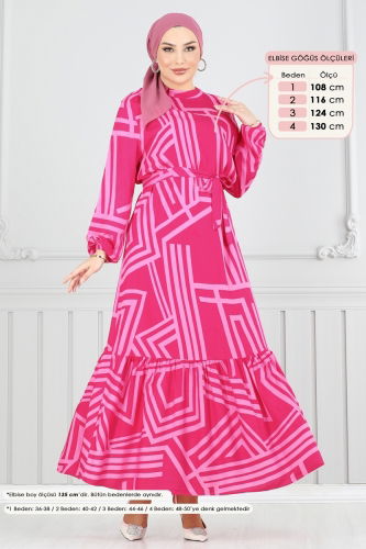 moda selvim Dress 811OZN1046 Fuchsia - Thumbnail