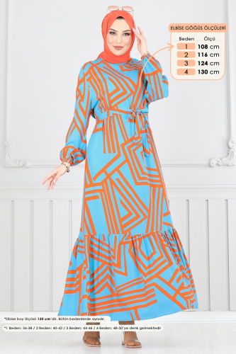 moda selvim Dress 811OZN1046 Oranj - Thumbnail