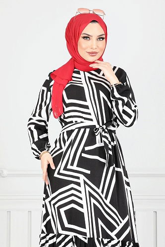 moda selvim Dress 811OZR1047-M Black - Thumbnail